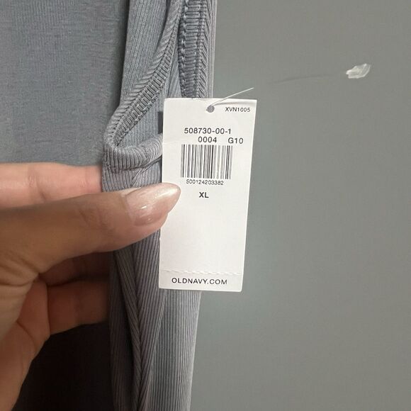 NWT Old Navy Women Short Sleeve High Neck Ruched Ribbed Maxi Dress Gray XL - Picture 7 of 9